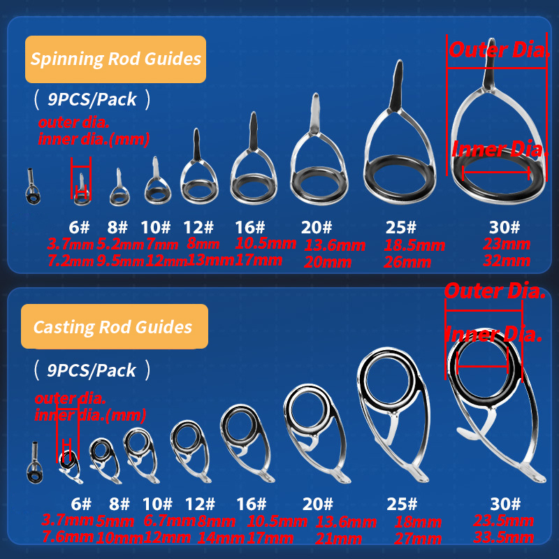 9 pçs guia de vara de pesca an - Fishing Rod Casting avaliação e preço